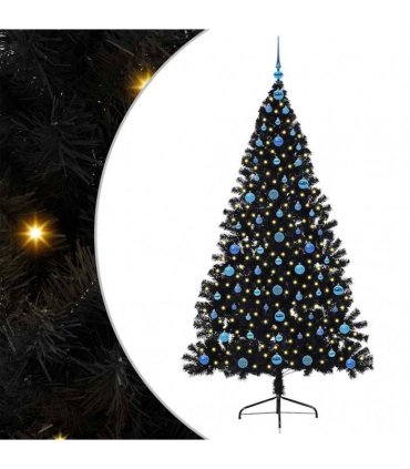 vidaXL Artificial Pre-lit Christmas Tree Black 210 cm PVC