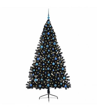 vidaXL Artificial Pre-lit Christmas Tree Black 210 cm PVC