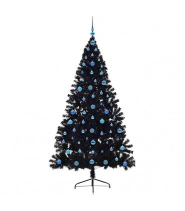 vidaXL Artificial Pre-lit Christmas Tree Black 210 cm PVC