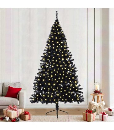 vidaXL Artificial Pre-lit Christmas Tree Black 240 cm PVC
