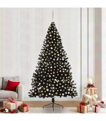 vidaXL Artificial Pre-lit Christmas Tree Black 240 cm PVC