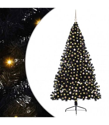 vidaXL Artificial Pre-lit Christmas Tree Black 240 cm PVC
