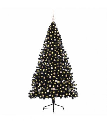 vidaXL Artificial Pre-lit Christmas Tree Black 240 cm PVC
