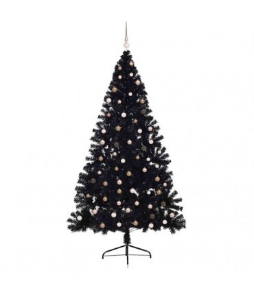 vidaXL Artificial Pre-lit Christmas Tree Black 240 cm PVC