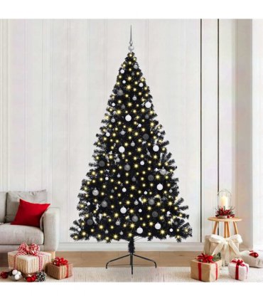 vidaXL Artificial Pre-lit Christmas Tree Black 240 cm PVC