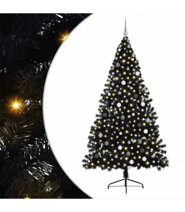 vidaXL Artificial Pre-lit Christmas Tree Black 240 cm PVC