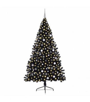 vidaXL Artificial Pre-lit Christmas Tree Black 240 cm PVC