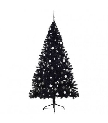 vidaXL Artificial Pre-lit Christmas Tree Black 240 cm PVC