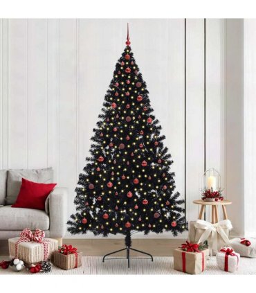 vidaXL Artificial Pre-lit Christmas Tree Black 240 cm PVC