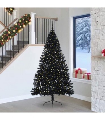 vidaXL Artificial Pre-lit Christmas Tree Black 240 cm PVC