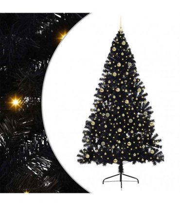 vidaXL Artificial Pre-lit Christmas Tree Black 240 cm PVC