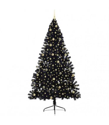 vidaXL Artificial Pre-lit Christmas Tree Black 240 cm PVC