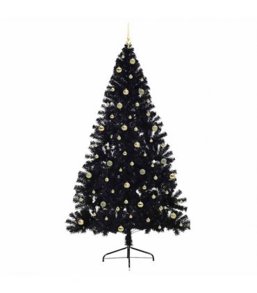 vidaXL Artificial Pre-lit Christmas Tree Black 240 cm PVC