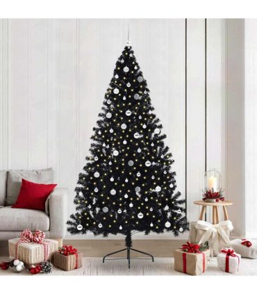 vidaXL Artificial Pre-lit Christmas Tree Black 240 cm PVC
