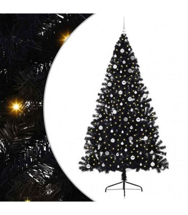 vidaXL Artificial Pre-lit Christmas Tree Black 240 cm PVC