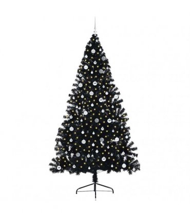 vidaXL Artificial Pre-lit Christmas Tree Black 240 cm PVC