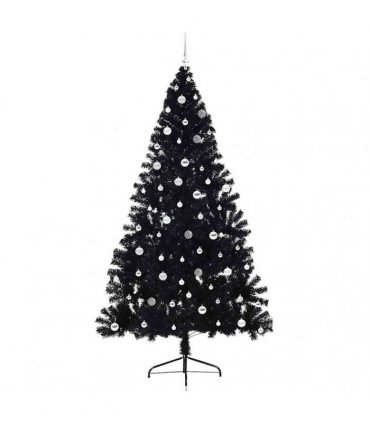 vidaXL Artificial Pre-lit Christmas Tree Black 240 cm PVC