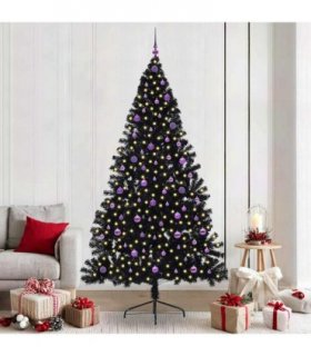 vidaXL Artificial Pre-lit Christmas Tree Black 240 cm PVC