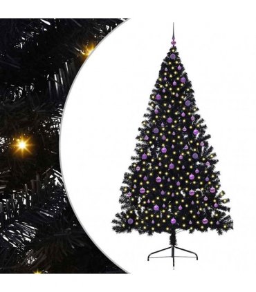 vidaXL Artificial Pre-lit Christmas Tree Black 240 cm PVC