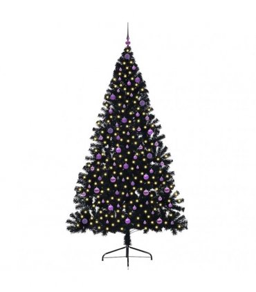 vidaXL Artificial Pre-lit Christmas Tree Black 240 cm PVC