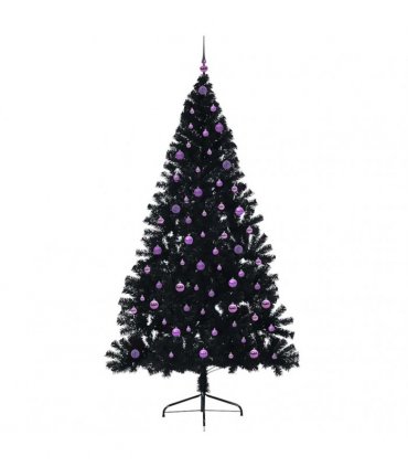 vidaXL Artificial Pre-lit Christmas Tree Black 240 cm PVC