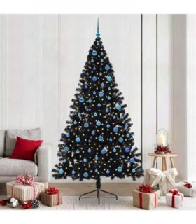 vidaXL Artificial Pre-lit Christmas Tree Black 240 cm PVC