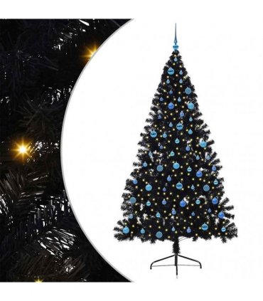 vidaXL Artificial Pre-lit Christmas Tree Black 240 cm PVC