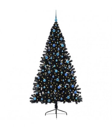 vidaXL Artificial Pre-lit Christmas Tree Black 240 cm PVC