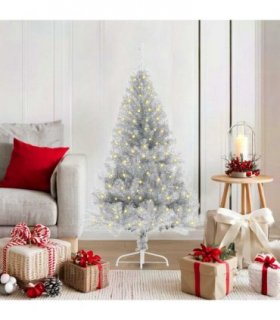 vidaXL Artificial Pre-lit Christmas Tree Silver 120 cm PET