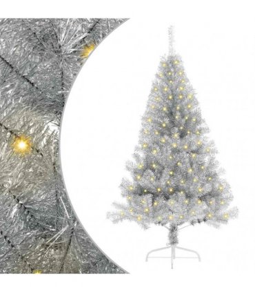 vidaXL Artificial Pre-lit Christmas Tree Silver 120 cm PET