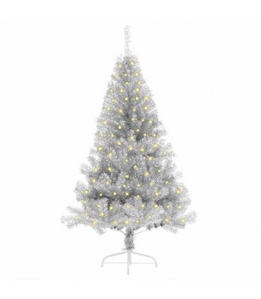 vidaXL Artificial Pre-lit Christmas Tree Silver 120 cm PET