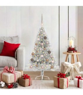 vidaXL Artificial Pre-lit Christmas Tree Silver 120 cm PET