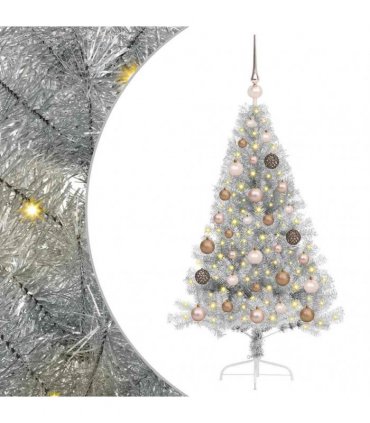 vidaXL Artificial Pre-lit Christmas Tree Silver 120 cm PET