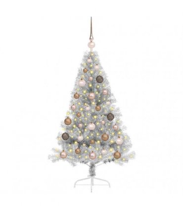vidaXL Artificial Pre-lit Christmas Tree Silver 120 cm PET