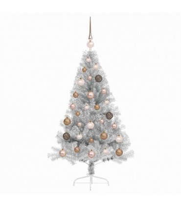 vidaXL Artificial Pre-lit Christmas Tree Silver 120 cm PET