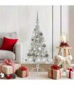 vidaXL Artificial Pre-lit Christmas Tree Silver 120 cm PET