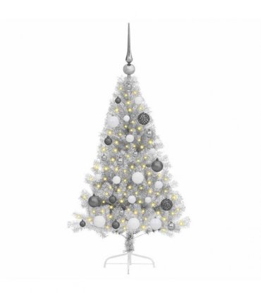 vidaXL Artificial Pre-lit Christmas Tree Silver 120 cm PET