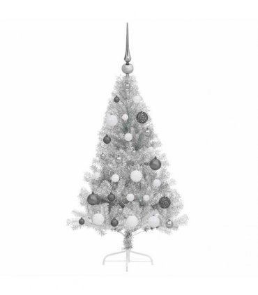vidaXL Artificial Pre-lit Christmas Tree Silver 120 cm PET