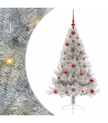 vidaXL Artificial Pre-lit Christmas Tree Silver 120 cm PET