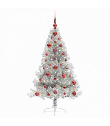 vidaXL Artificial Pre-lit Christmas Tree Silver 120 cm PET