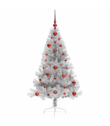 vidaXL Artificial Pre-lit Christmas Tree Silver 120 cm PET