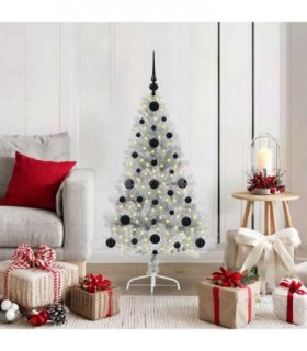 vidaXL Artificial Pre-lit Christmas Tree Silver 120 cm PET