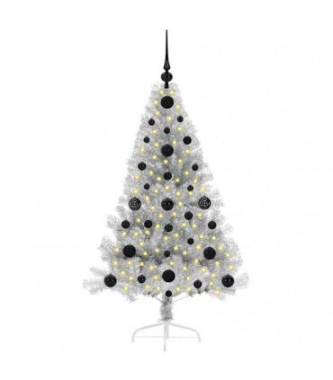 vidaXL Artificial Pre-lit Christmas Tree Silver 120 cm PET