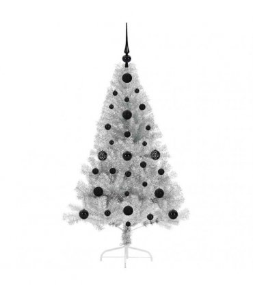 vidaXL Artificial Pre-lit Christmas Tree Silver 120 cm PET