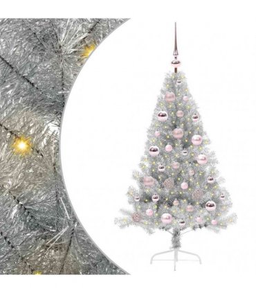 vidaXL Artificial Pre-lit Christmas Tree Silver 120 cm PET