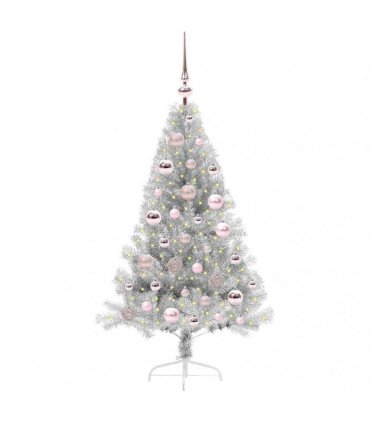 vidaXL Artificial Pre-lit Christmas Tree Silver 120 cm PET