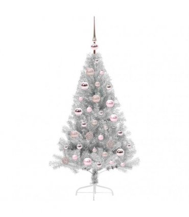 vidaXL Artificial Pre-lit Christmas Tree Silver 120 cm PET