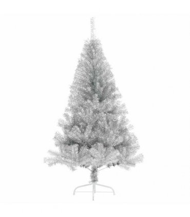 vidaXL Artificial Pre-lit Christmas Tree Silver 120 cm PET