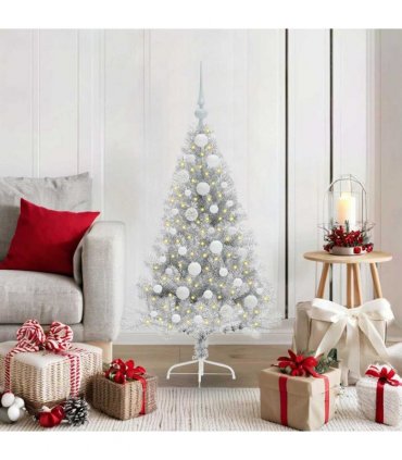 vidaXL Artificial Pre-lit Christmas Tree Silver 120 cm PET