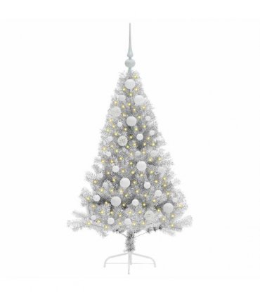 vidaXL Artificial Pre-lit Christmas Tree Silver 120 cm PET